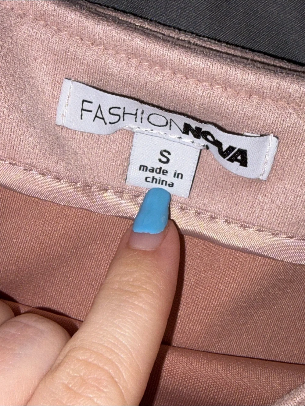 Fashion Nova Blush Pink Faux Suede Mini Skirt with Belt Detail | Size Small